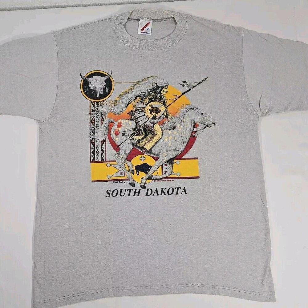 Vintage 1989 Keith Bost South Dakota Native American Single Stitch T-shirt Large - Picture 2 of 12